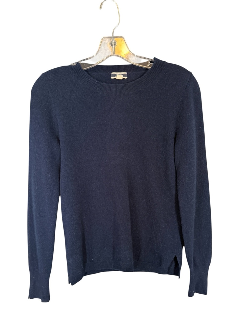 J. Crew 100% Cashmere Sweater Crew Neck Navy Blue Simple Minimalist Classic S